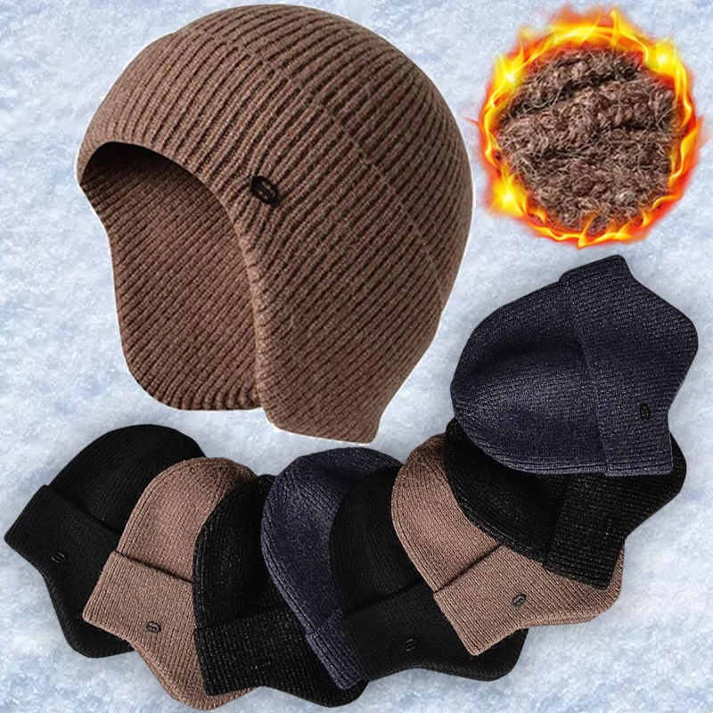 

Outdoor Windproof Ear Protection Winter Earmuff Cap Men Running Ski Knitted Hat Warm Skullies Beanies Women Earflaps Bonnet Hats