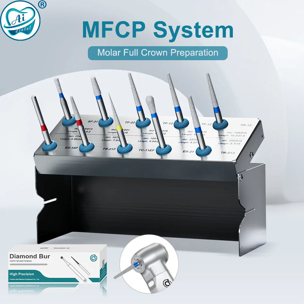 MFCP Dental-Diamantbohrer Zubehör 1,6mm Zahnmedizin Vollkronen-Präparationsset für Backenzähne für Hochgeschwindigkeits-Handstücke