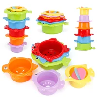 6Pcs Baby Bath Toy Stacking Cup Toddler Toys Ocean Stacking Tower Bathtub Water Play Beach Toys Educational Toy Children Gifts 1