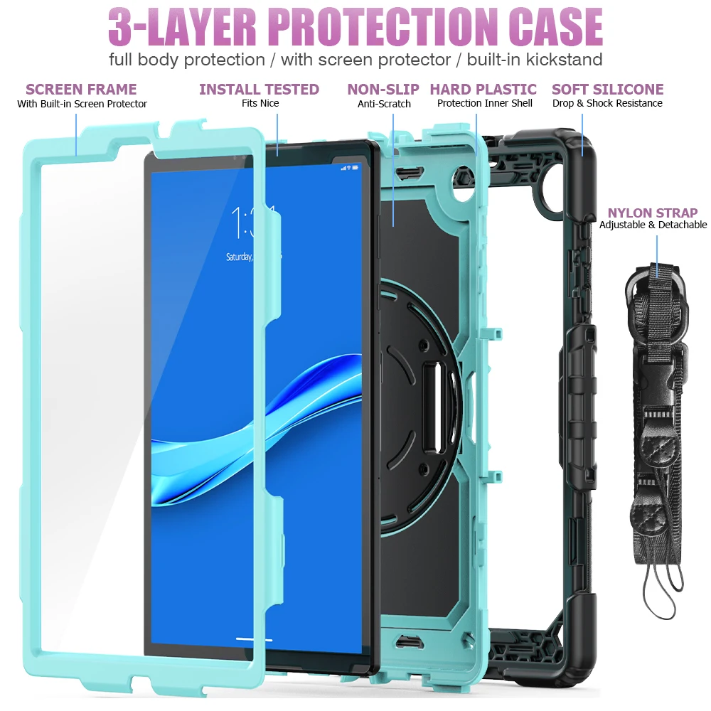 Armor Case For Lenovo Tab M11 M10 HD Plus 10.3 TB-X606F TB-X306F X306X K10 M10 3rd Gen TB328FU M9 M8 Wrist Strap Kickstand Cover tablet case