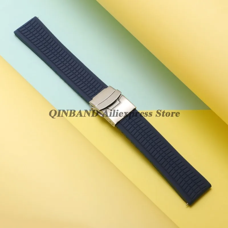Premium Soft Silicone Quick Release Sport Watch Band Strap - Universal Wristbelt with Deployment Buckle