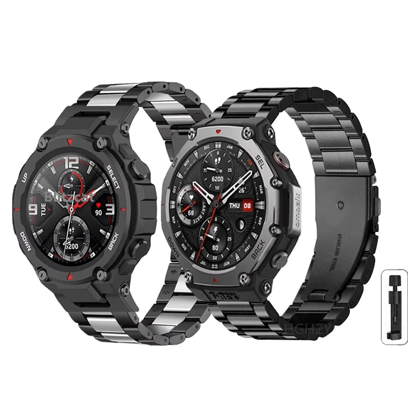 TopTen Cinturino In Acciaio Inossidabile Per Amazfit T-Rex E T-Rex Pro - Regolabile, Sostituzione Bracciale Orologio, Vari Colori - 4