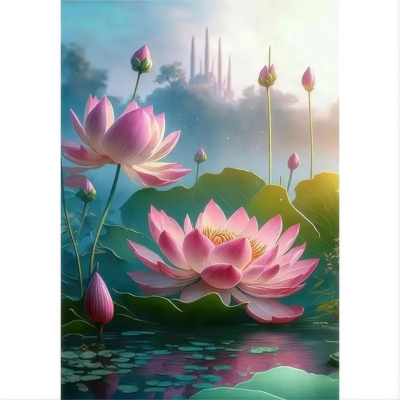 

GATYZTORY Frame Picture Painting By Numbers Lotus Flowers Kit Drawing On Numbers Wall Art Diy Gift For Home Decors 60x75cm