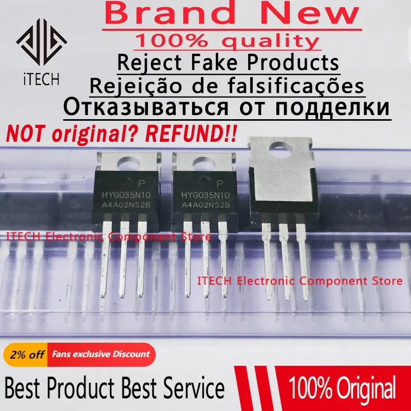 10pcs lot Original HYG035N10NS2P G035N10 G035N10P HYG035N10 TO220 100V180A MOSFET New and Genuine mosfet transistor