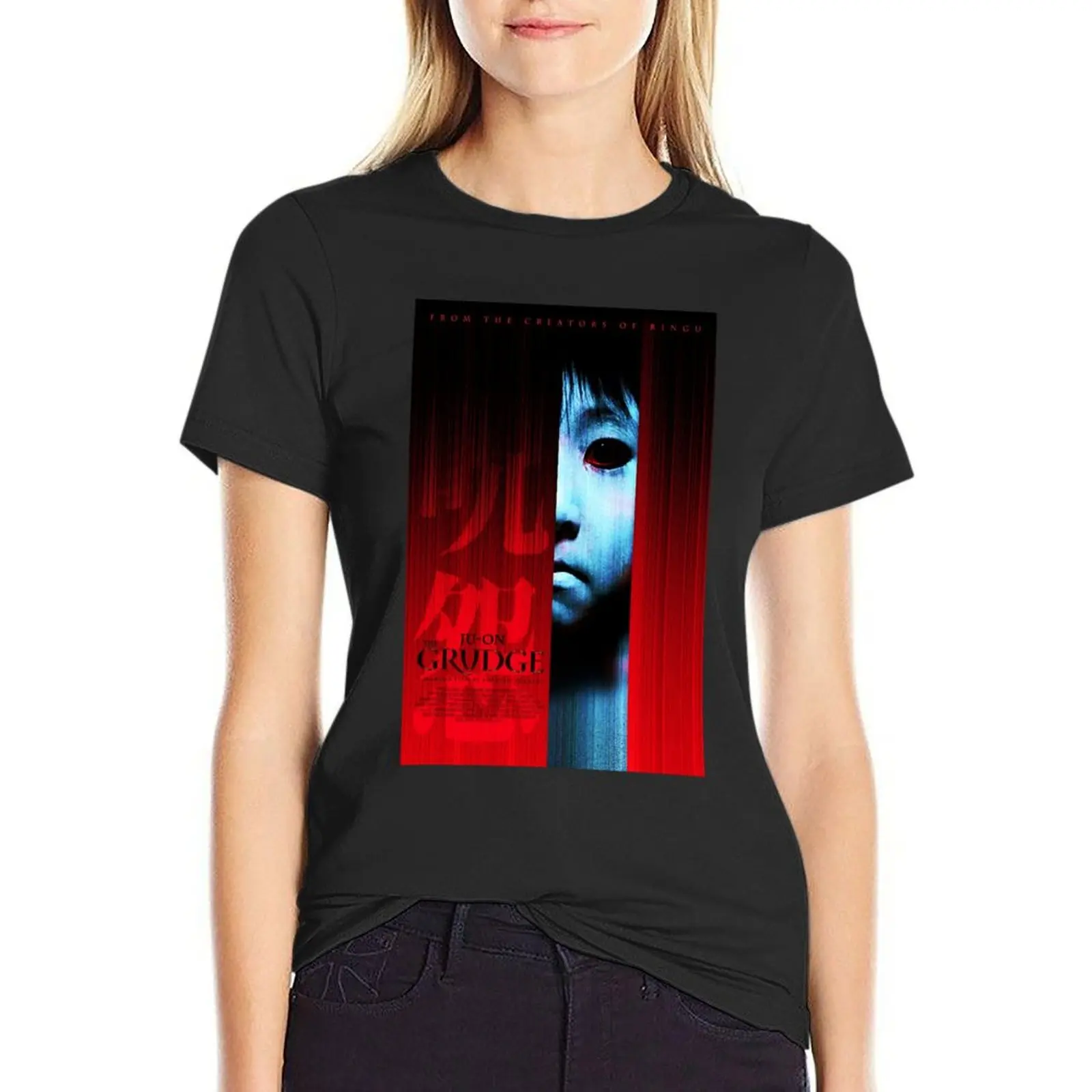 JU-ON THE GRUDGE T-Shirt aesthetic clothes blacks funny animal prinfor workout shirts for Women loose fit