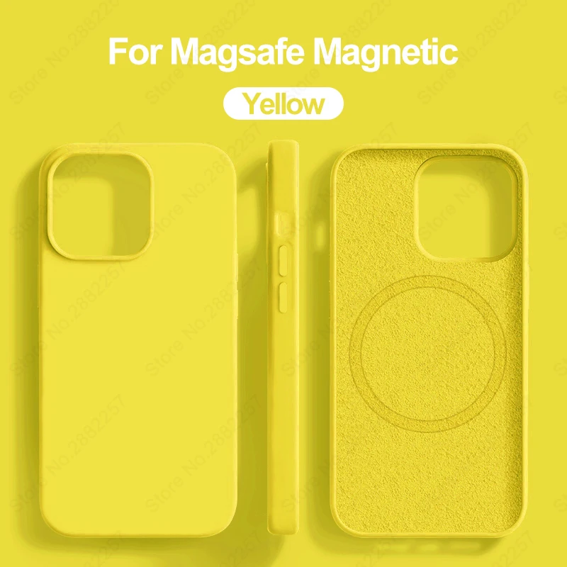 thumbnail image 1 of Luxury Liquid Silicone Magnetic Case For iPhone 15 14 13 12 11 Pro Max Plus Cases For Magsafe Shockproof Soft Cover, 1 of 5