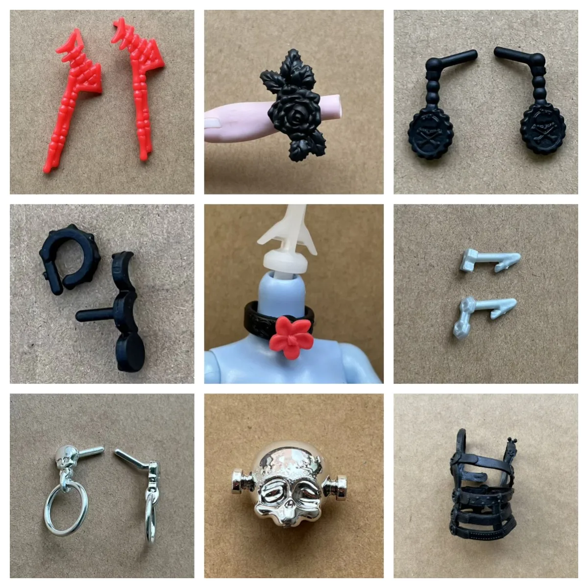 DIY Monster Doll Parts Kit - Original Accessory Includes Earrings Waistbands Fingerrings for Creating Unique Personality Decors