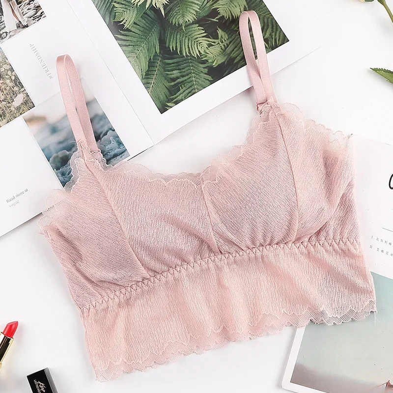 Lace Bralette With Removable Pads Wireless Bra For Women Summer_voghion.com