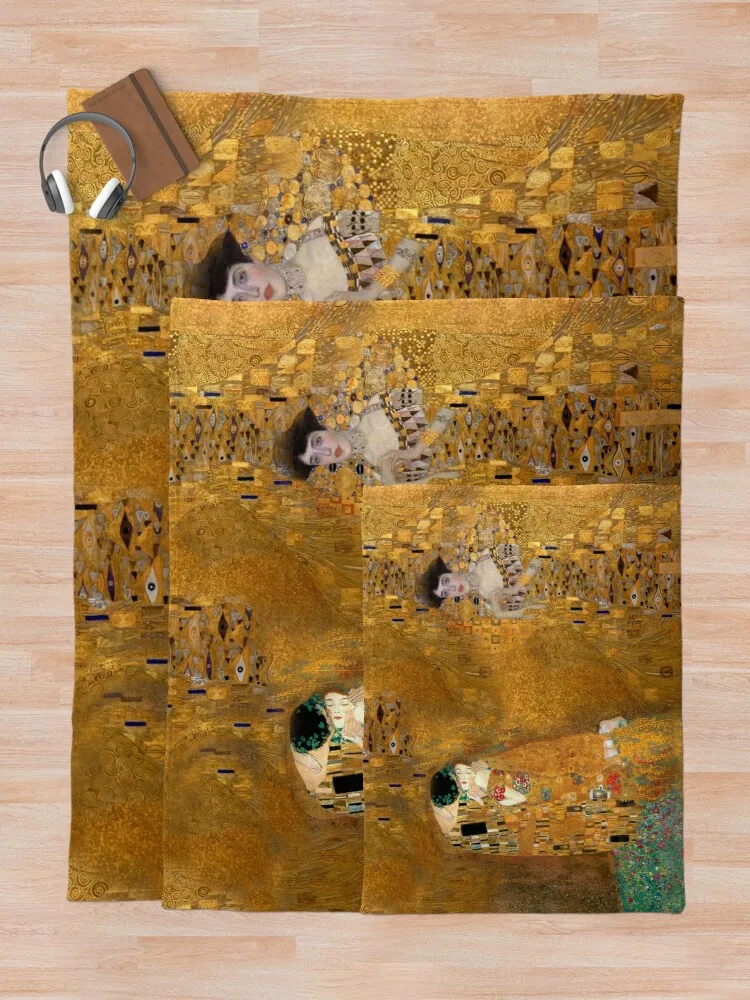 Klimt -Woman in Gold - The Kiss Throw Blanket Cute Blanket Plaid