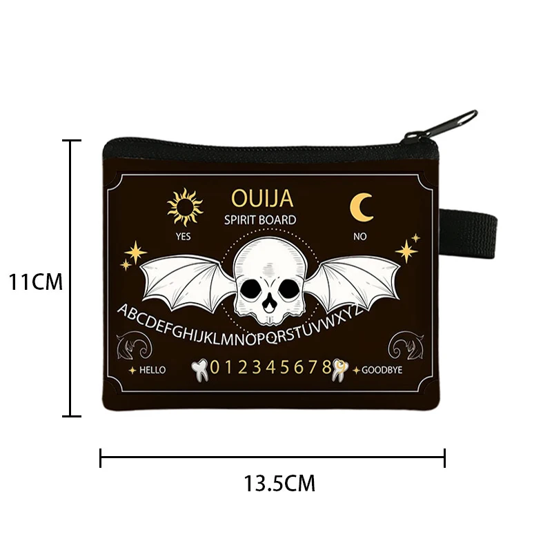 Skull Ghost Bat Pumpkin Ouija Board Printing Coin Purse Women Wallets Mini Money Coin Bag ID Credit Card Key Bags Halloween Gift