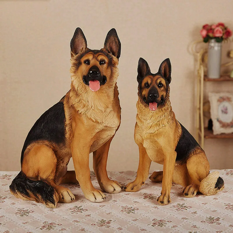 Creative Simulation Animal Large Resin German Shepherd Ornaments Wolf Dog Sculpture Resin Crafts For Home Decoration