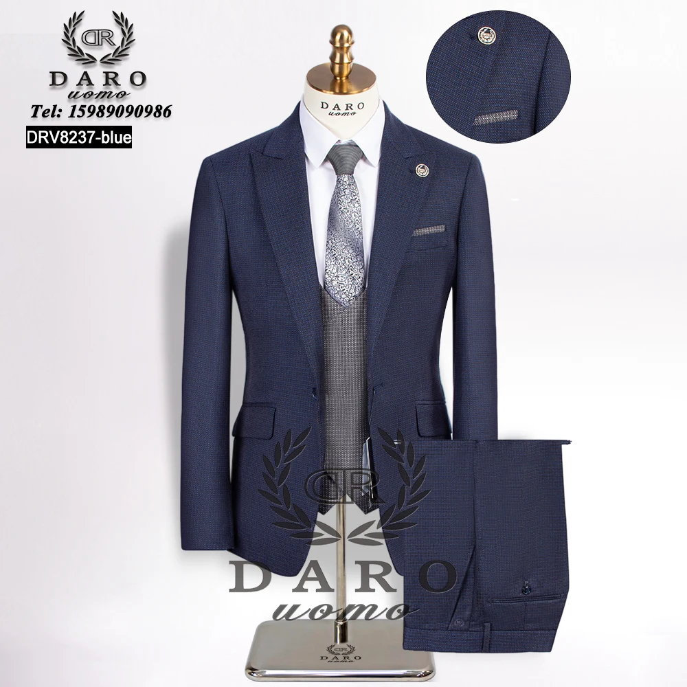 2024 DAROuomo Mens Suit terno Slim Fit Casual one button Fashion Grid Blazer Side Vent Jacket and Pant for Wedding Party DRV8237 6