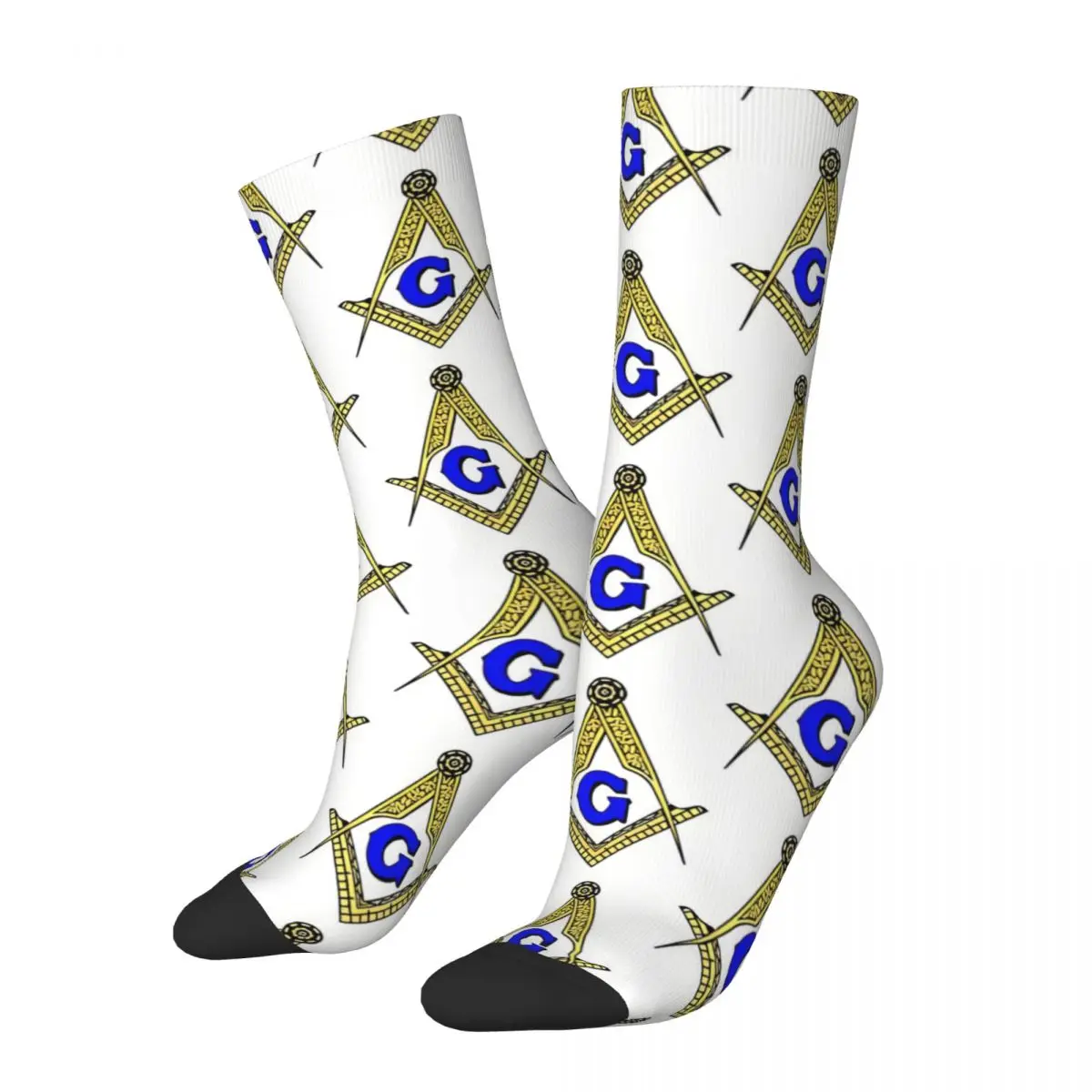 

Funny Crazy Sock for Men Big Mason Hip Hop Freemason Breathable Pattern Printed Crew Sock Novelty Gift