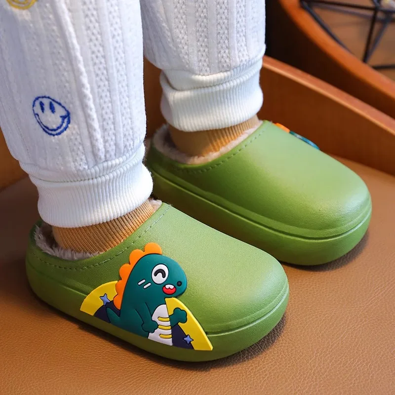 Kids cotton slippers Baby cotton slippers for autumn winter at home waterproof plush thickened fashionable for boys girls