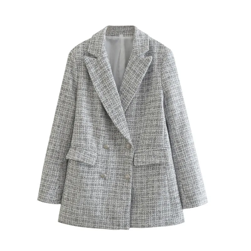 Temperament Commuter Ladies Style Textured Blazer for Fall/Winter 2024 New Women's Slim and Thin Double-breasted Lapel Top