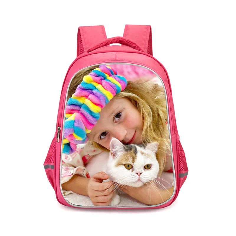 

Custom Backpack Personalized 16 inch Large Capacity School Bag Add with your Photos Text , Girls Kids Bag with Nastya printed