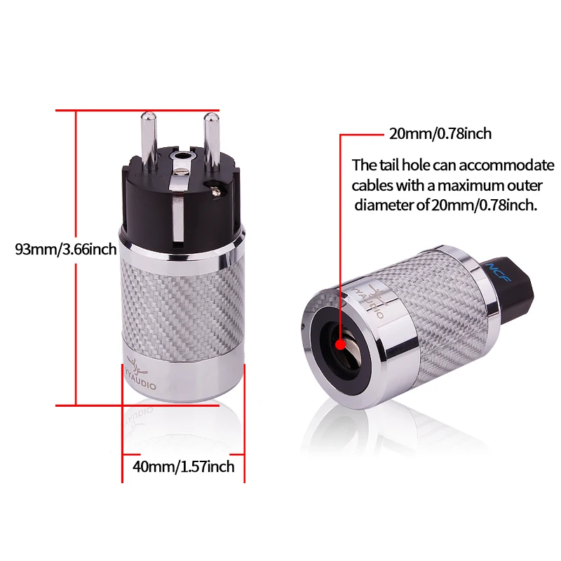 YYAUDIO Hifi EU 전원 플러그 IEC 오디오 커넥터 하이엔드 탄소 섬유 로듐 도금 공급 플러그 커넥터 어댑터 15A/250V