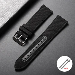 Versatile Nylon Watch Strap - Woven Canvas Sport Band with Quick Release - 22mm (Black)