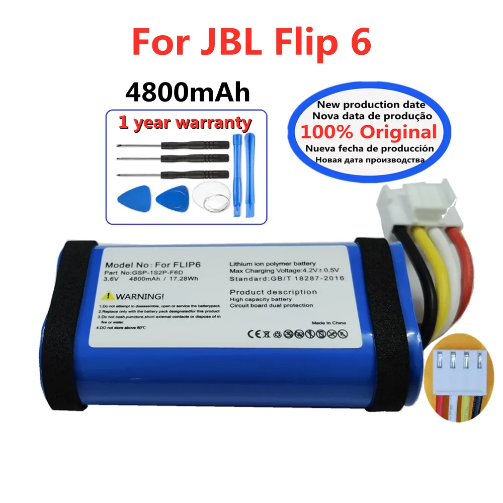Batteria Dell'Altoparlante Originale Al 100% Di Alta Qualità Per Jbl Flip 6 Flip6 4800Mah Special Edition Bluetooth Audio Bateria Batteria