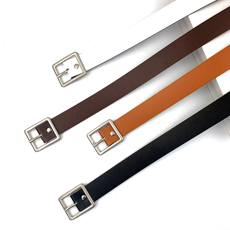 Square Buckle Leather Belt Student Fashion Trendy Hundred Decorative Trouser Belts Belt Women\'s Dress Belts