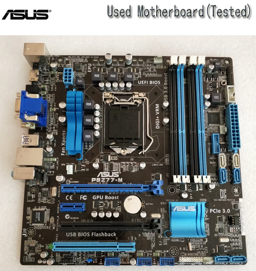 

used ASUS P8Z77-M LGA 1155 DDR3 32GB DVI VGA HDMI USB2.0 USB3.0 Z77 desktop motherboard