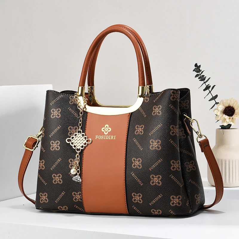 حقيبة يد كلاسيكية مطبوعة بتصميم يغطي الكتفين للنسا...