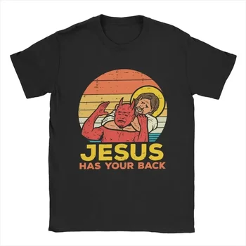 Jesus Has Your Back T Shirts Women and Men Vintage Short Sleeve Tops T Shirt Graphic Aesthetic Clothes 1