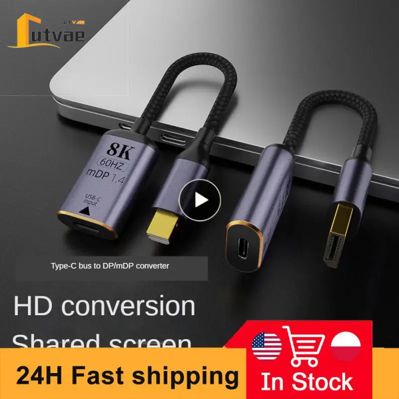 노트북 TV용 프리미엄 HDMI 호환 USB-C 비디오 어댑터, C타입 DP/미니 DP 변환기, 수-암, 8K 60Hz