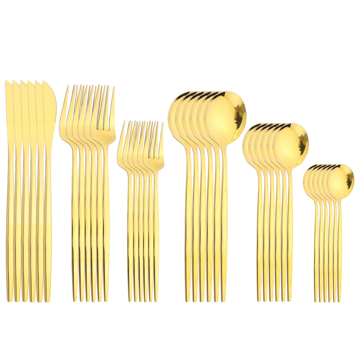 

36Pcs Cutlery Set Gold Stainless Steel Dinnerware Western Tableware Knives Dessert Forks Coffee Spoons Flatware Silverware Set