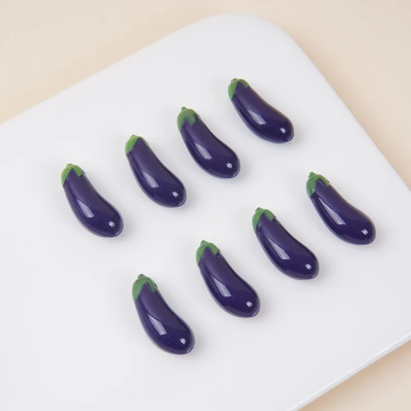 5Pcs Simulation PVC Eggplant Miniature Figurines DIY Mini Supermarket Artificial Vegetable Dollhouse Play Toys