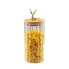 Nordic Transparent Glass Jar High Borosilicate Glass Grain Storage Jar Golden Deer Head Bamboo Cover Dried Fruit Storage Jar 4