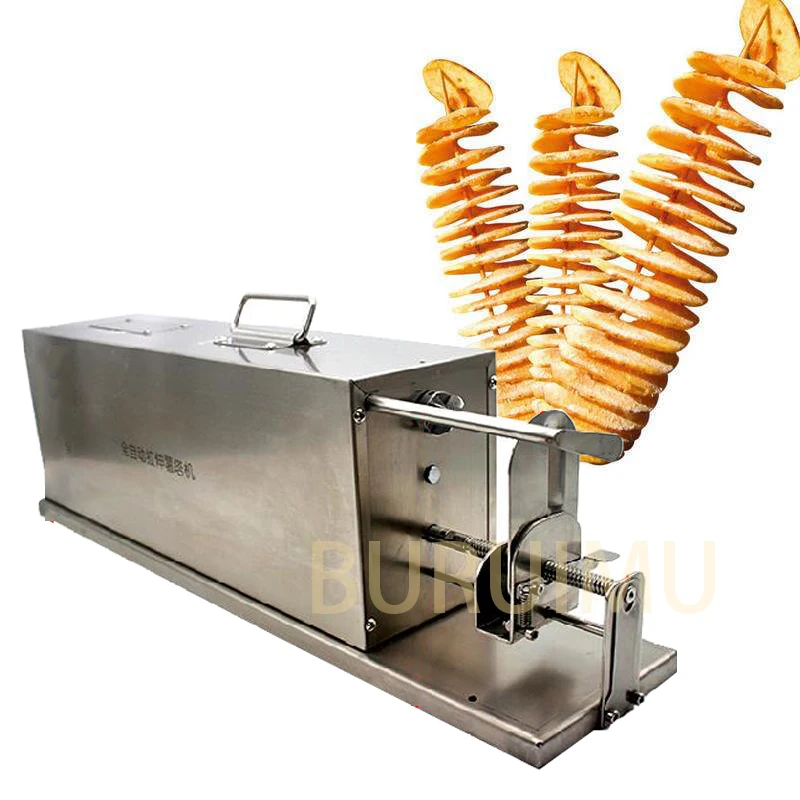 Electric Stainless Steel Potato Tower Machine Ribbon Radish Slicer Screw Spiral Potato Cutter Tornado Machine