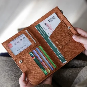 Portafoglio da viaggio impermeabile porta passaporto in pelle per donna uomo con cerniera