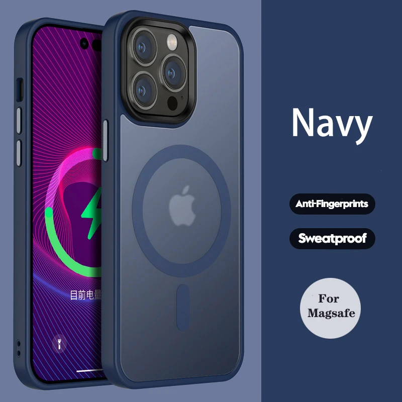 Matte Armor Silicone Magnetic Translucent Case with Wireless Charging Compatibility