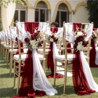 20x275cm Chiffon Chair Sashes Wedding Chair Decoration 2PCS/set Long Wedding Aisle Decorations Party Banquet Event Baby Shower 3