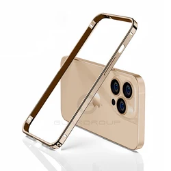 Luxury Light Aluminum Metal Frame Bumper Case - Thin Alloy Protective for iPhone 15 Plus (Desert Gold HMK)
