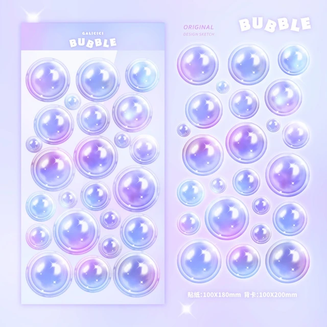 Laser Decoration Sticker, Kawaii Stickers Bubbles, Cute Bubble Stickers