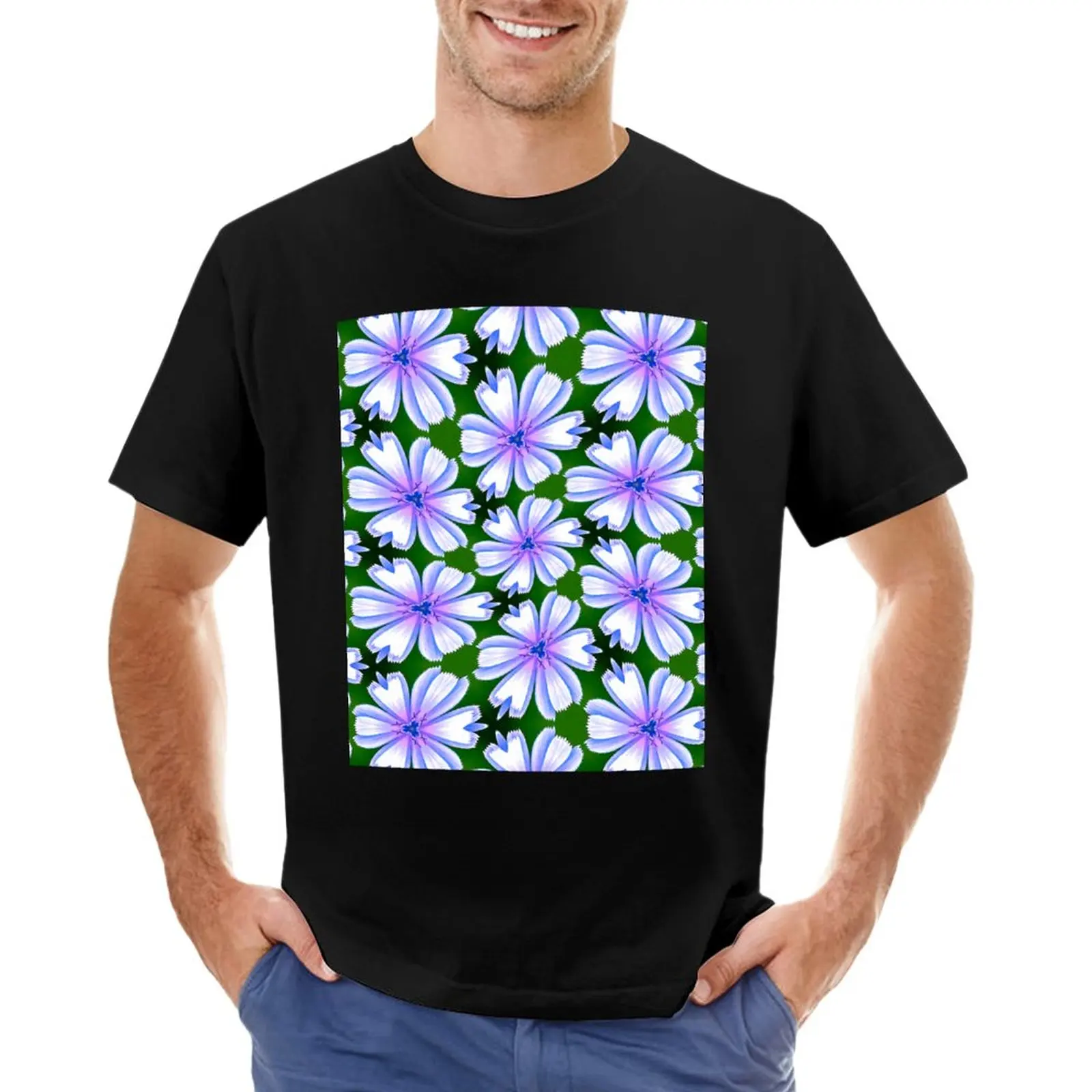 

Cute White Flower Pattern T-Shirt funny t shirts Men's t shirts