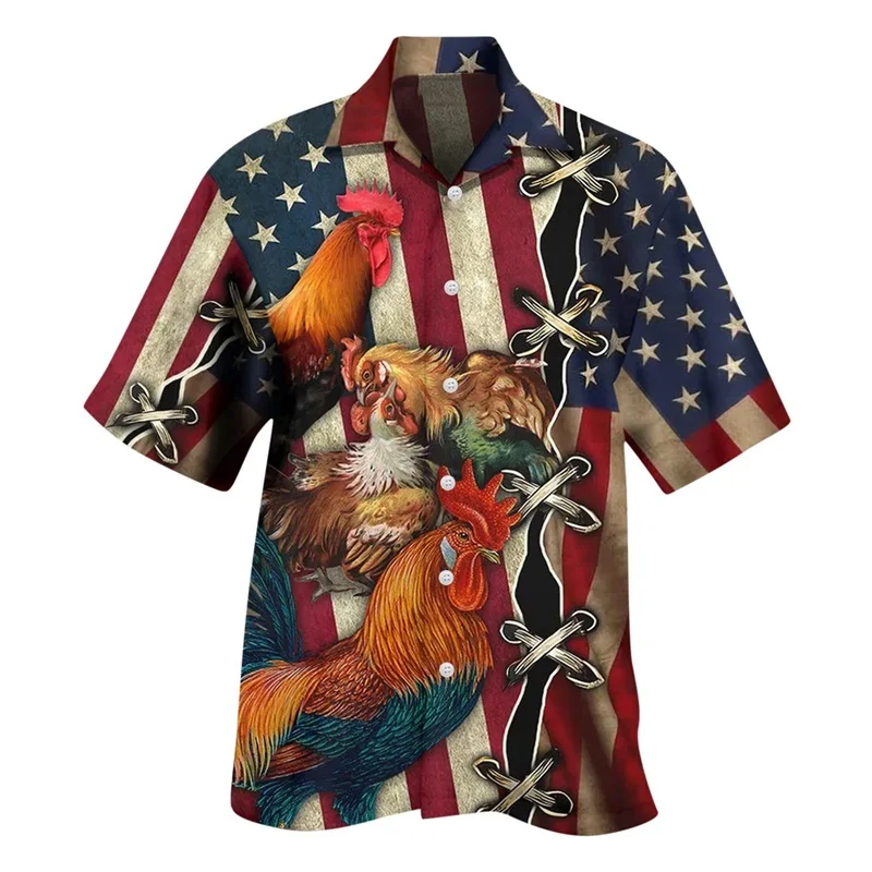 thumbnail image 1 of Camisas y blusas con estampado digital de animales para hombre, camisas casuales de manga corta a la moda para fiestas, playa, sueltas, para hombre, 1 of 4