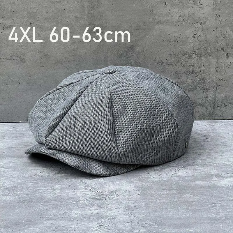 

2023 Big Size Cotton Newsboy Caps Men Spring Summer Thin Breathable Beret Women Casual Hat Unisex Sweat Octagonal Hats 63CM