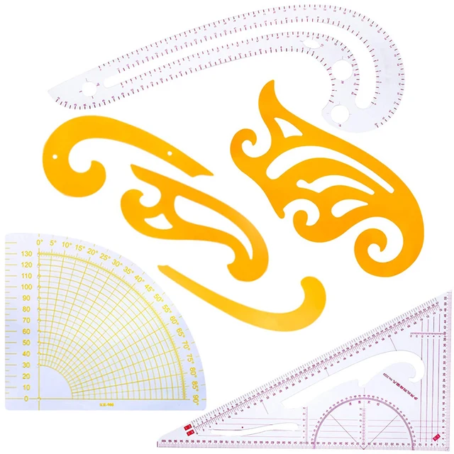9-Piece Clear Plastic Sewing Ruler Set - French Curve, L-Square For Pattern Making & Design - View #14