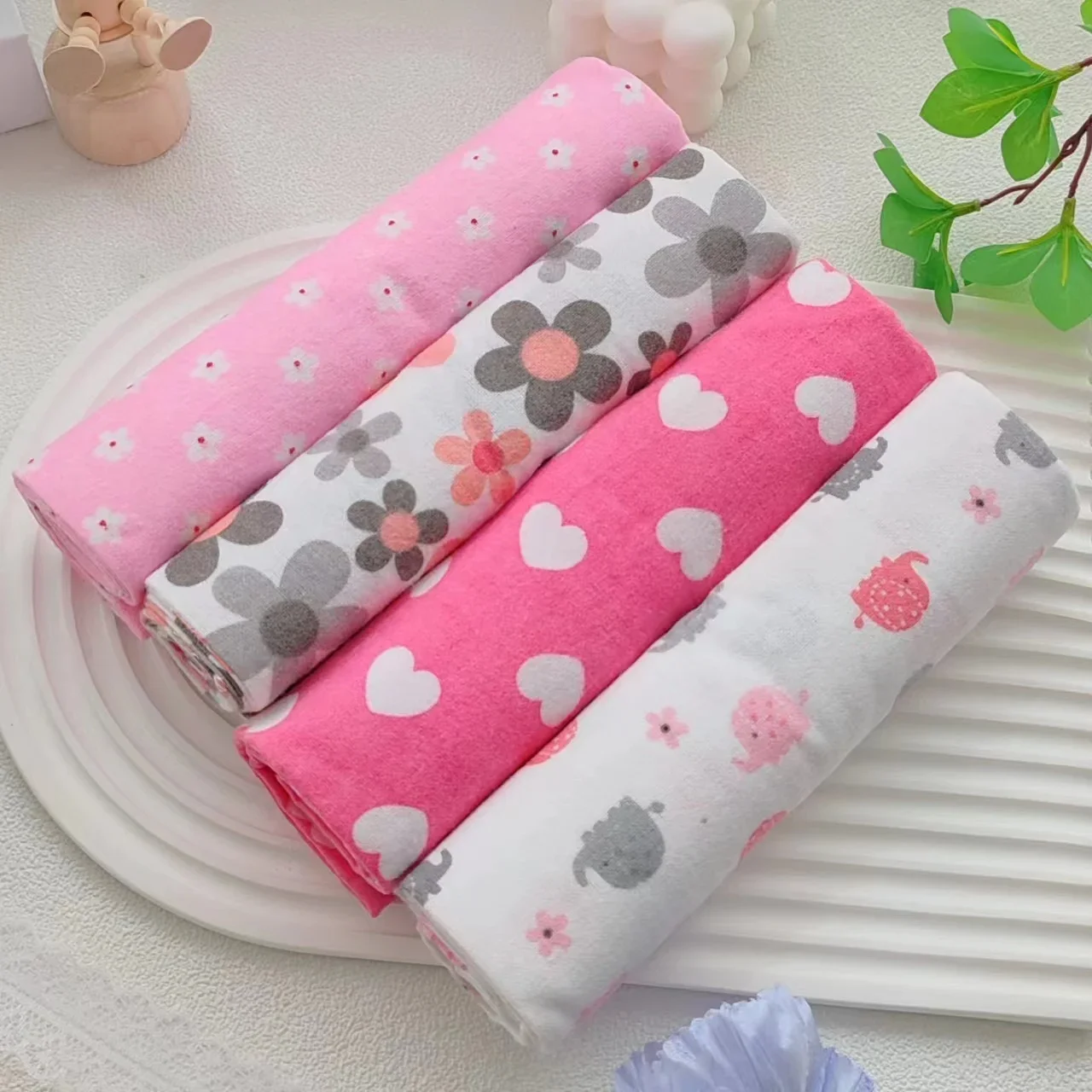4pcs/pack 100% Cotton Receiving Baby Blanket Newborn 76x76cm Baby Bedsheet Supersoft Flannel Diapers New Born Blanket Swaddle 3