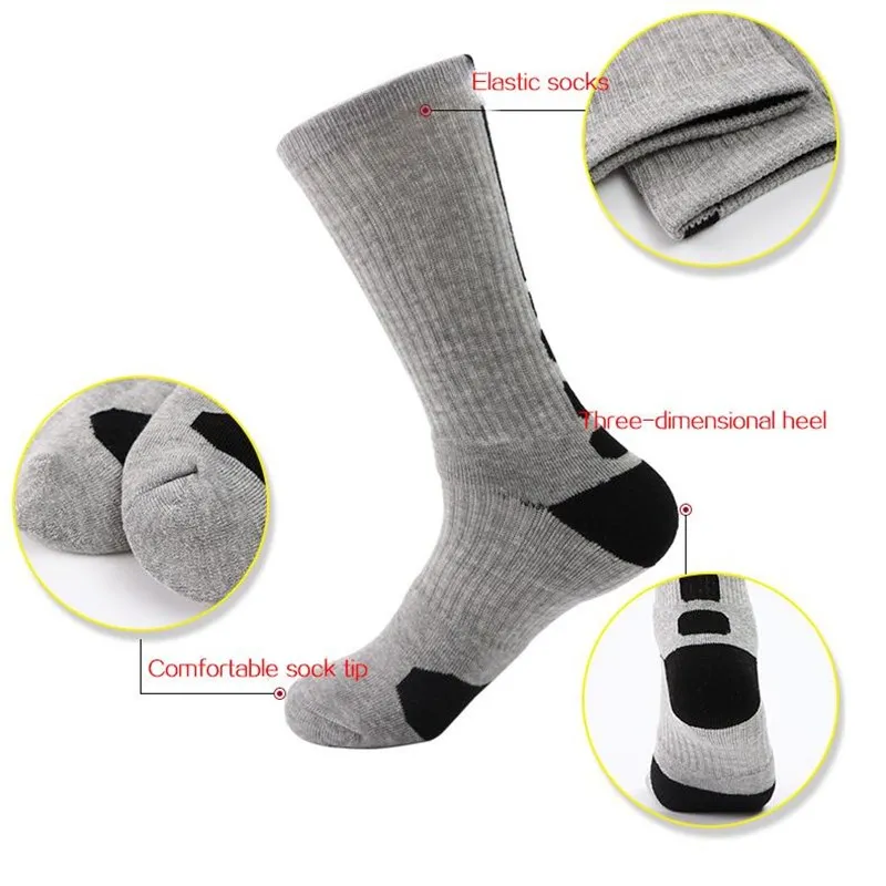 5 Pairs Men Sports Socks Set With Damping Terry Basketball Cycling Running Hiking Tennis Ski Women Cotton EU 39-45