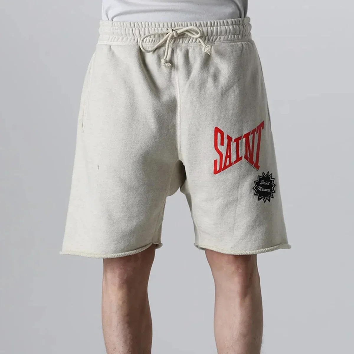 Cooocoll Fashion Classic Style SAINT Vintage Logo Print Loose Pants Streetwear Summer Sport Washed Old Casual Shorts For Men