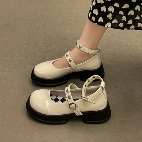 Lolita Bat Heart Cross Platform Shoes Gothic Strap Ruffles Kawaii Wedge Shoes