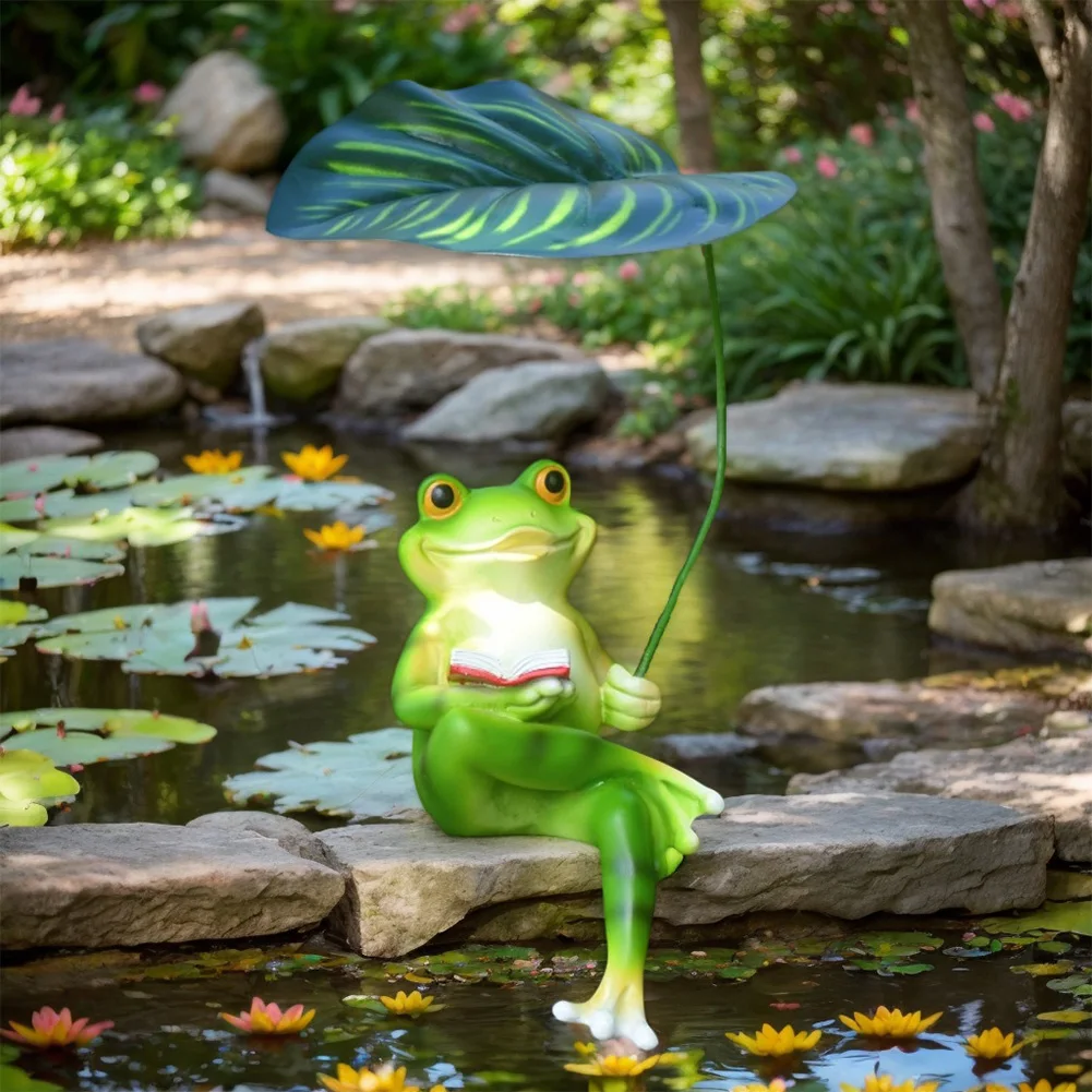 Frog Garden Statue Resin Frog Ornament Animal Sculpture for Garden Yard Patio Fairy Garden Accessories
