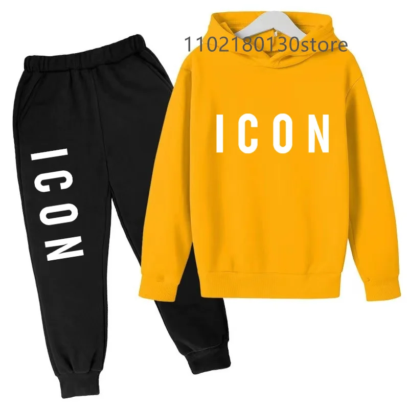 Boys Girls 2 Piece Sets Hooded Tracksuit ildren Sports Suit Spring Hoodies Sweatshirt Fashion Causal Kids Clothing