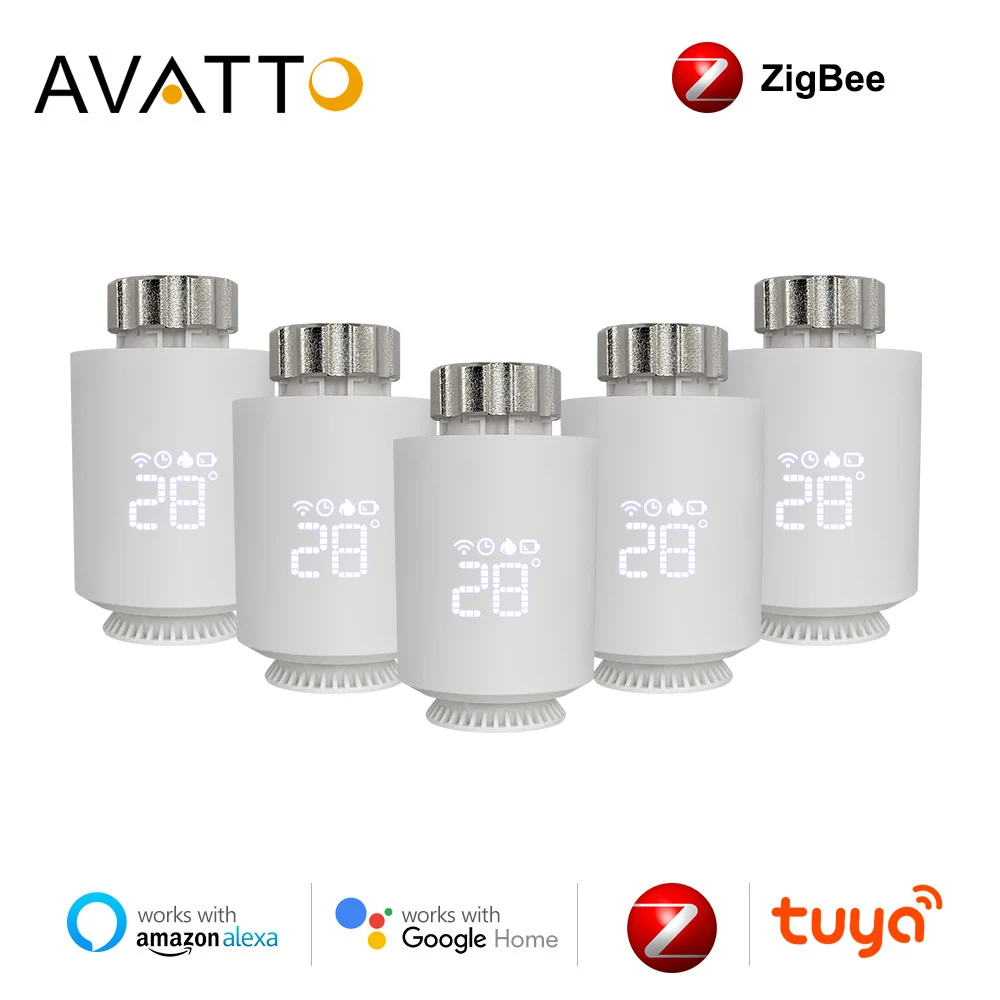 Клапан привода радиатора AVATTO Tuya ZigBee3.0 TRV, умный программируемый термостат с поддержкой Alexa Google Home термостат привода радиатора tuya zigbee программируемый умный термостатический клапан trv контроллер температуры для alexa google home