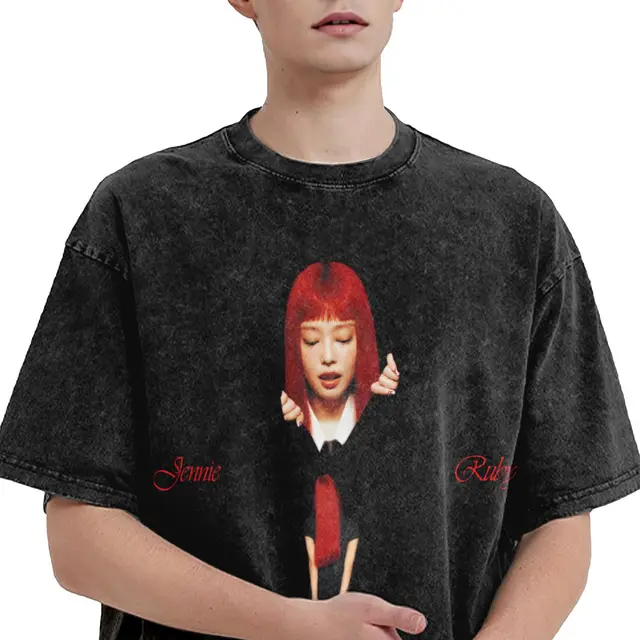 Jennie Ruby Album 2025 T Shirts Hip Hop Washed Cotton