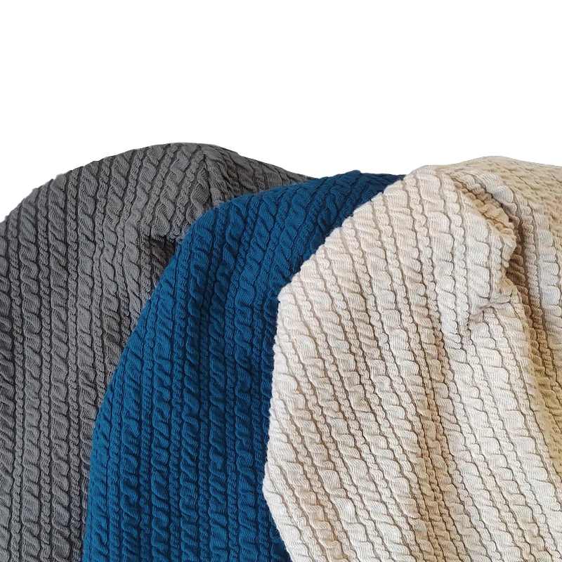 Geebro Women Solid Color Folds Pattern Beanie Hat Ladies Fashion Knitted Soft Warmer Casual Stretch Baggy Skullies Cap 5